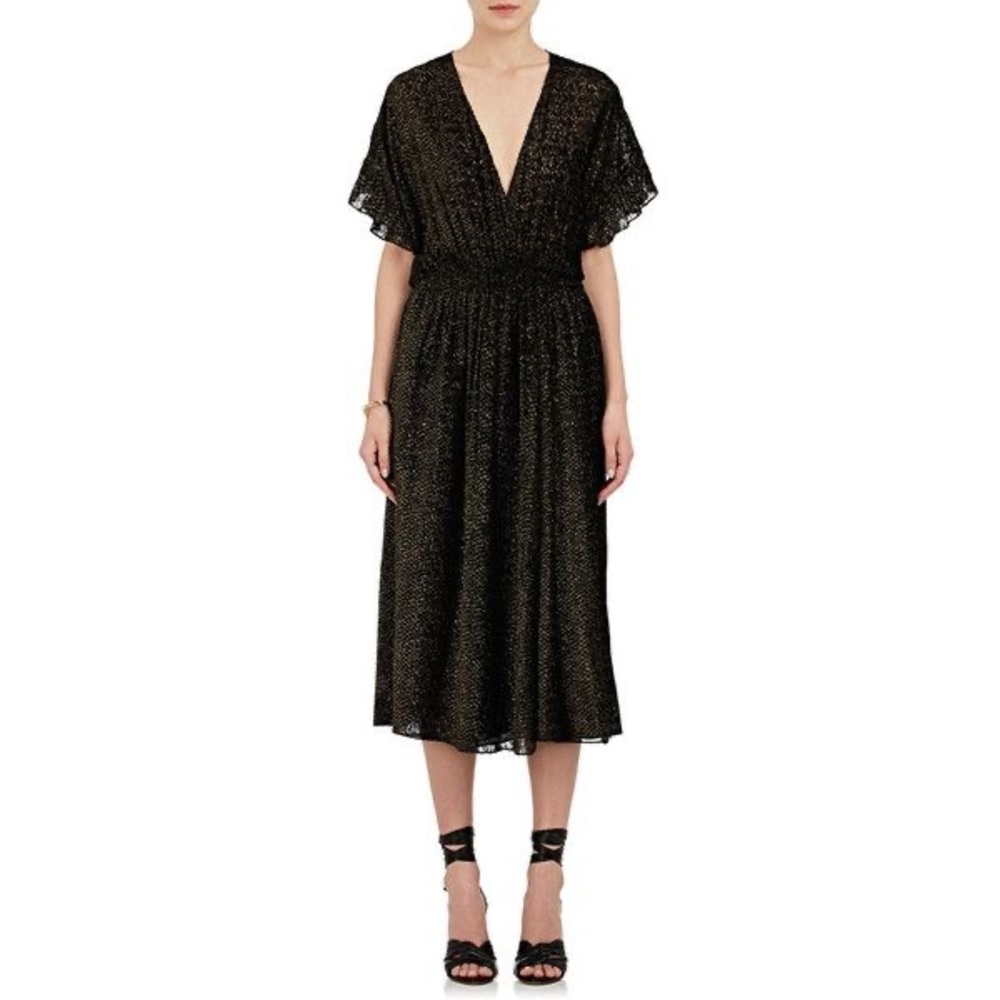 Masscob Women's Metallic Velvet Burnout Midi-Dress